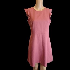 LOFT Pink A-Line Mini Dress with Flutter Sleeves